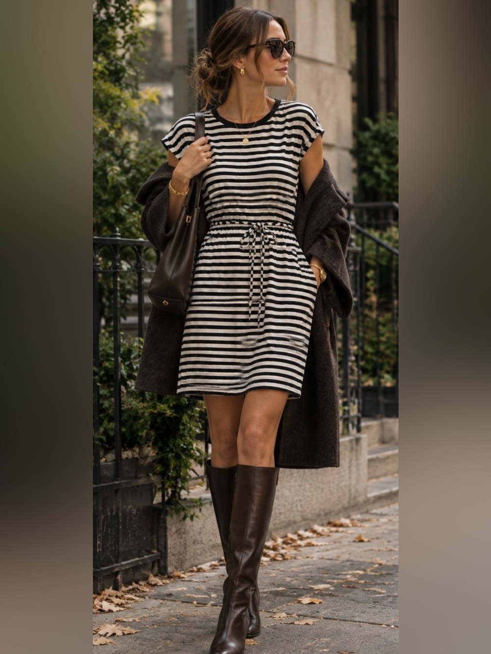 Z Supply Dress Black & White Striped - Size Medium